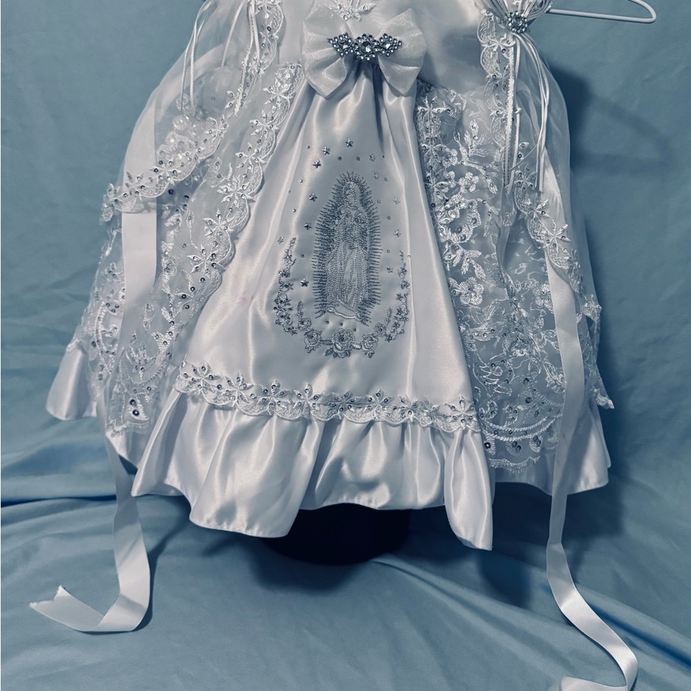 Little Baby Girls Virgin Mary Embroidery Christening Baptism Dress
